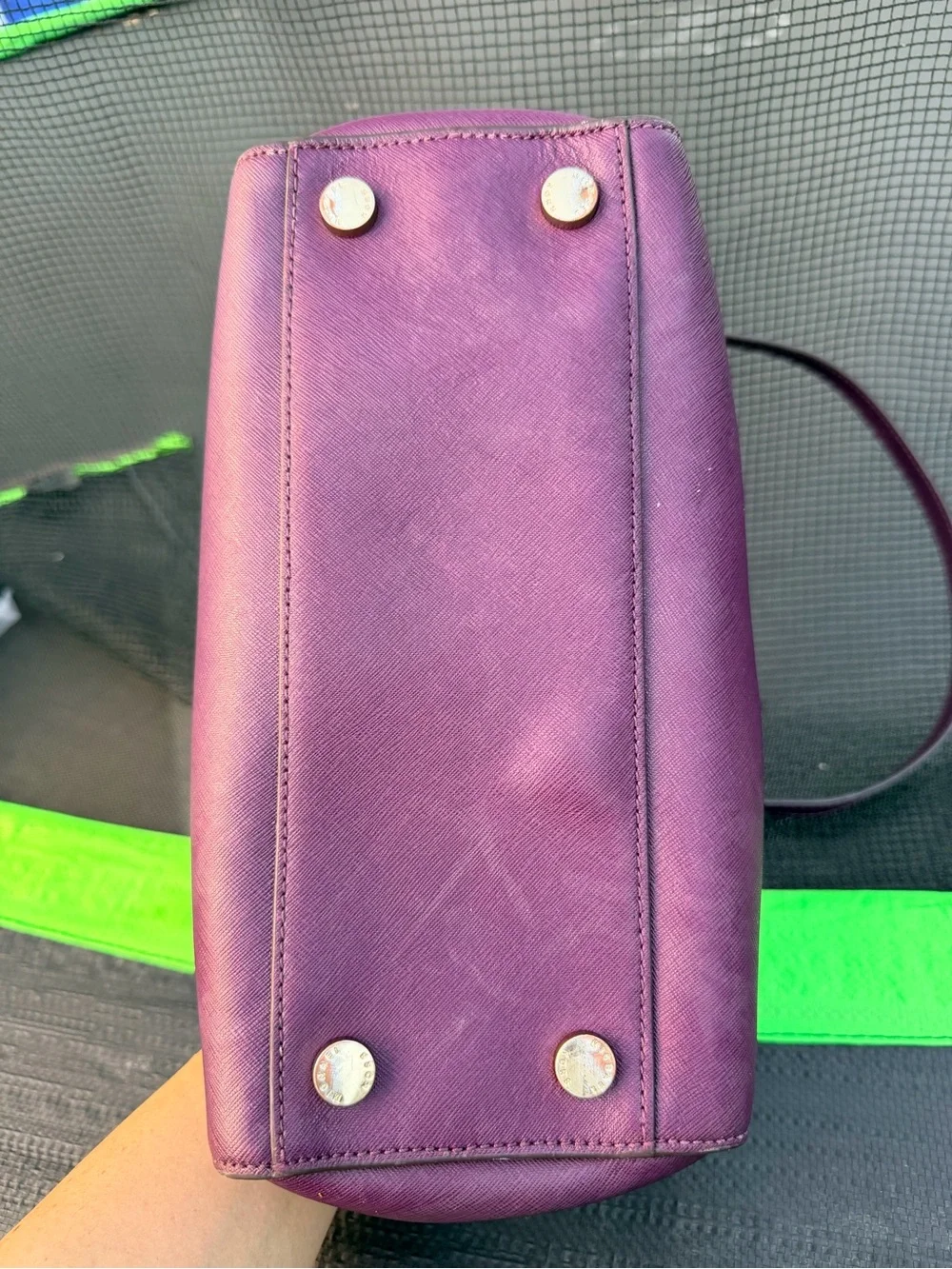 MICHAEL KORS Plum Saffiano Leather Satchel with Gold Hardware
